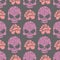 Flower skull seamless pttern. Skull of pink flowers and roses