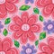 Flower smile line pink purple seamless pattern