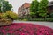 Flower terrace before European-style buildings