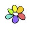 Flower vector icon. Petals of all colors of rainbow. Nature element or LGBT culture symbol. Bright outline clip art