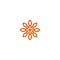 Flower vector linear logo. Orange line art sun icon. Outline garden abstract symbol.