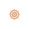 Flower vector linear logo. Orange line art sun icon. Outline garden abstract symbol.