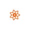 Flower vector linear logo. Orange line art sun icon. Outline garden abstract symbol.