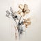 Flower On The Wall: Beige And Amber Style With Dynamic Brushstrokes