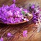 Flower Willowherb - Epilobium Angustifolium on wooden background