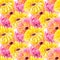 Flower yellow-pink pattern. Watercolor gerbera seamless texture