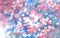 Flowerbed of white, pink and blue Alpine Forget-me-nots. Watercolor illustration