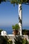 Flowered balcony on the Aegean Sea