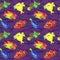 Flowerhorn cichlid fish, Pufferfish, Clownfish, Mandarin fish, Paracanthurus hepatus, hand painted watercolor seamless pattern