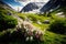 flowering shrub blooming in lush alpine meadow