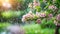 flowering tree in a refreshing rain shower in summertime on blurred nature