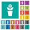 Flowerpot with flower and leaves solid square flat multi colored icons