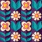 Flowers background seamless pattern design. Geometric ornament wallpaper. Natural decorative garden mosaic. Vector illustration