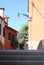 Flowers on balconies of houses in Venice.