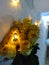 Flowers are beautiful with the lamp, yellow fans