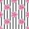 Flowers and black stripes, imitation of watercolor, seamless