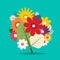 Flowers Bouquet. Colorful Vector Flat Design Spring Flowers