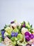 Flowers bouquet isolates, place under text, flowers on a white background, purple-lilac flowers on a white background, bouquet