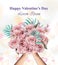 Flowers bouquet Valentine day or Wedding card. Hand holding a floral bouquet. Beautiful spring flowers Vector