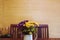 Flowers bouquet in vase, table decoration. Vintage tone, selective focus