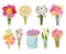 Flowers brunch bouquet set collection flat floral vector garden vector illustration.