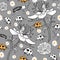 Flowers and Bugs-Garden Life seamless repeat pattern