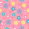 Flowers and Bugs Seamless Repeat Pattern