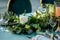 Flowers. Candles. Wedding decoration. Floral arrangements