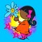 Flowers, Cartoon for Baby Girl Child-African Diversity