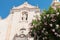 Flowers and Chiesa di San Giuseppe in Taormina