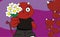 Flowers chubby demon kid cartoon expression background