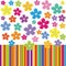 Flowers on colorful stripe background