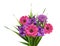 Flowers composition red pink gerbera purple delphinium and aster seven flower