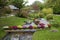 Flowers on creek in Japanese Garden