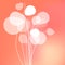 Flowers dandelions white on a Coral color bokeh fog background