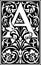 Flowers decorative letter A Balck and White