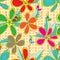Flowers drawing style color bird seamless pattern