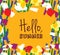 Flowers frame hello summer sign card.