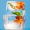 Flowers Frozen in Ice Block