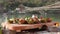 Flowers for Ganga Aarti ceremony at sunset in Rishikesh