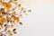 flowers with gold and glitter on a white background, artificial intelligence generated background