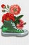 Flowers in a green sneaker