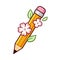 Flowers growing on pencil illustration