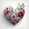flowers and hearts, white background. Ai generative