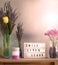 Flowers and home decorations set up with inspirational message 10