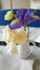 Flowers on hospital meal tray