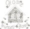 Flowers house with lettering Home sweet home for coloring page, anti stress stock