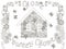 Flowers house with lettering Home sweet home and floral frame for coloring page, anti stress