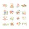 Flowers Icon Set in Trendy Flat Style