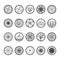 Flowers icons in a round shape. Single line style-vector.